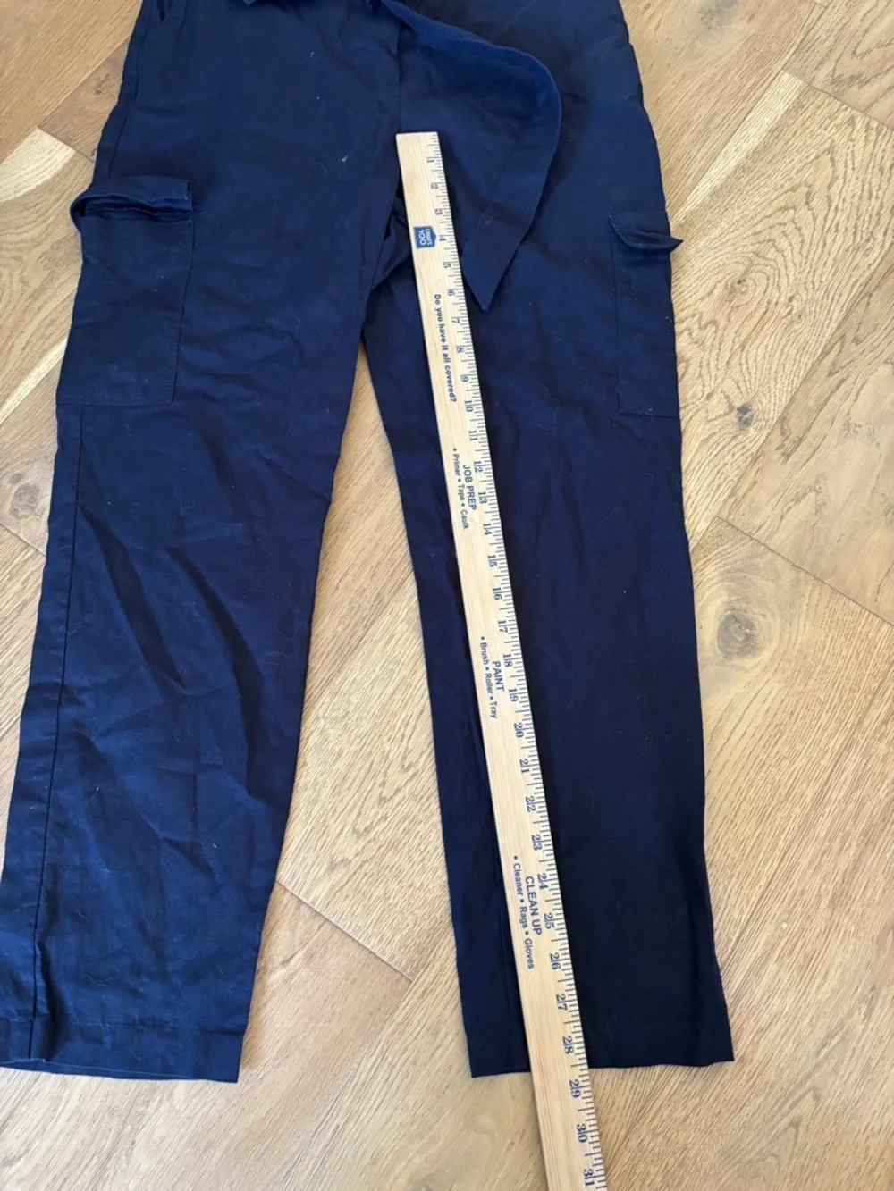Zara linen/cotton blend cargo pants blue womens small